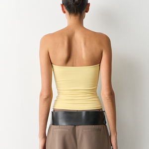 Top Bandeau de Algodón Suave Color Amarillo Mantequilla para Mujer, Corte Ajustado, Ideal para Combinar, Bajo MOQ, Envío Rápido - Product Image 2