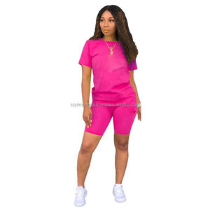Custom Logo Summer Gym Jogger Loungewear Two Piece Workout Shorts Set Casual Solid Style <b>Track</b> Suit Matching <b>T</b>-shirts Shorts - Product Image 6