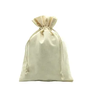 Custom Size Eco-Friendly Cotton Pouch with Double Drawstring Textile Packaging Bags for Dust Customizable Logo Printing