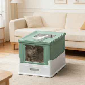 Stainless Steel <b>Cat</b> Litter <b>Box</b> with Enclosure Accessory for Feline Hygiene - Product Image 1