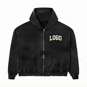 Sweat à capuche zippé personnalisé brodé et sérigraphié pour homme – Hiver, uni, molleton surdimensionné, écologique, streetwear élégant - Product Image 1