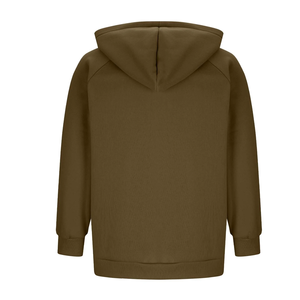 Sweat-shirt à capuche mi-zippé pour homme, coupe classique, couleur unie, en molleton de coton, décontracté, pour l'automne, tricoté, manches longues, avec poches - Product Image 4