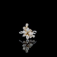 Anting-anting tusuk bunga warna emas dengan zircon potongan pir, perhiasan telinga bermotif bunga untuk hadiah pesta pernikahan