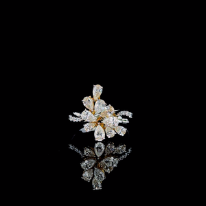 Boucles d'oreilles fines en forme de grappe de fleurs couleur or, zircon taillé en poire, bijoux floraux pour mariage, fête, cadeau - Product Image 1