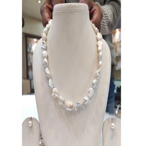 Adorable Juego de Collar y Pendientes de Perlas Barrocas de Imitación de Primera Calidad, 1 Hilera, Grado AA, Moderno, para Bodas, Compromisos y Fiestas - Product Image 2