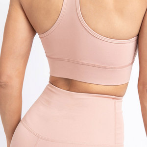 Pink Two Piece Yoga Set High Waist Leggings Racerback Sports Bra Seamless Full Length Activewear - Product Image 6