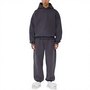 Conjunto Deportivo con Capucha para Hombre, Color Gris Claro, Algodón, Corte Holgado, con Bolsillos Laterales, para Otoño - Product Image 5