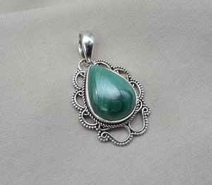 Malachite Pendant 925 Sterling Silver Natural Gemstone Jewelry Gift For Women Elegant Unique Handmade <b>Necklace</b> - Product Image 2