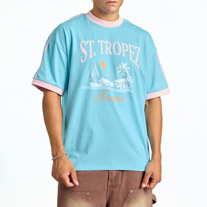 เสื้อยืดโอเวอร์ไซส์ทรงบ็อกซี่ดีไซน์ใหม่สำหรับผู้ชาย พิมพ์ลายได้ตามต้องการ ผ้าฝ้ายออร์แกนิค ทรงหลวม สไตล์คลาสสิก เสื้อยืดลายกราฟิกสำหรับผู้ชาย - Product Image 1