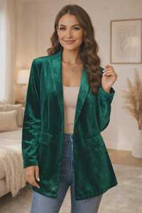 Chaqueta Blazer de Terciopelo para Mujer, Elegante, Informal, para Oficina, Suave, Lujosa, con Estilo - Product Image 4