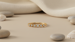 HandMade 10k Gold 5 Stone Lab Diamond <b>Ring</b> VVS1 Minimalist <b>Stacking</b> Band Manufacturer Custom Design Jewelry gift for women girls - Product Image 2