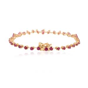 18K <b>Ruby</b> Fashion Tennis <b>Bracelet</b> Contemporary Pear & Marquise Cut - Product Image 4