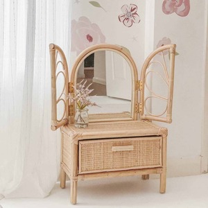 Top quality rattan <b>small</b> <b>corner</b> makeup vanity <b>table</b> for baby girls best selling natural kids <b>dressing</b> <b>tables</b> - Product Image 3