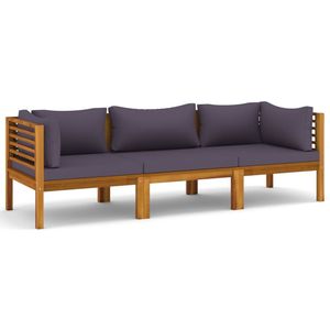 Conjunto de Sofás de Jardín de 3 Plazas en Madera de Acacia Sólida Gris Oscuro - Product Image 2