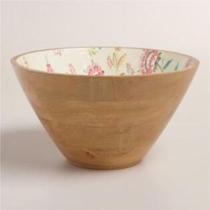 Tazón de Madera Hecho a Mano, Tazón para Ensalada con Estampado Ikat Decorativo, Tazón Moderno para Frutas para Decoración del Hogar y Decoración de la Mesa - Product Image 3