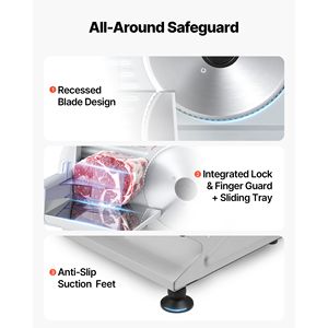Affettatrice Elettrica Domestica da 7,5 Pollici con Lame SUS420, Tritacarne e Affettatrice con Spessore Regolabile 0-0,6 Pollici, 200W per Carne Congelata - Product Image 6