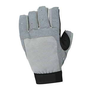 Guantes de pesca de medio dedo, color gris, negro, poliéster, deportes al aire libre, duraderos, 2 piezas - Product Image 2