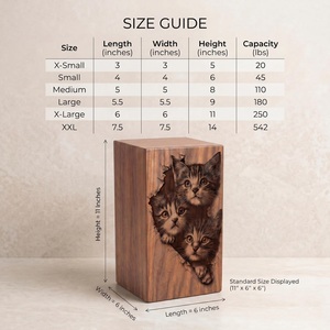 Personalized Eco-Friendly Durable Wooden <b>Cat</b> <b>Urn</b> for Kitten Memorial with Custom Photo Engraving and Cremation - Product Image 1