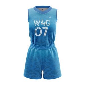 Ensemble short et maillot de basket personnalisé pour filles, imprimé par sublimation, respirant, anti-humidité, séchage rapide, grandes tailles, 100 % polyester - Product Image 2