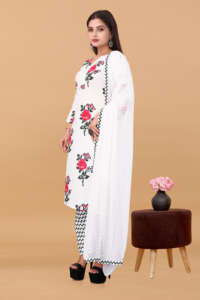 Wholesale <b>magic</b> printed White kurta <b>set</b> v neck for ladies kiran nexus eco friendly garment supply - Product Image 4