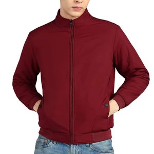 Veste softshell bordeaux pour homme, fermeture éclair, col montant, coupe régulière, coupe-vent, streetwear d'extérieur, confortable - Product Image 5