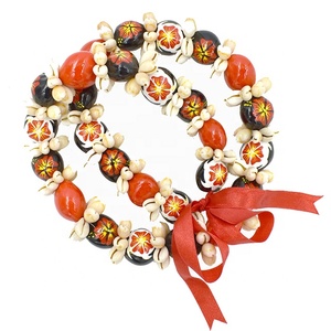 Collana Artigianale Hawaiana Dipinta a Mano con Noci di Kukui e Conchiglie, Collana Estiva da Spiaggia alla Moda per Donne - Product Image 5