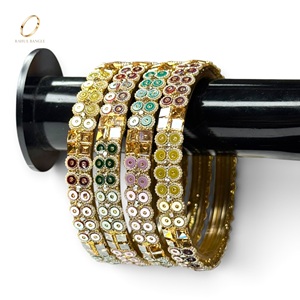 Bracelets en verre doré micro-incrustés de zircone, style goutte de pluie, motif miroir, style cachemire, plaqués or, tendance, pour mariage et occasions festives, prix de gros - Product Image 5