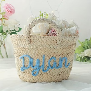 Personalized Woven <b>Straw</b> Tote <b>Bag</b> Braided Handle Beach Handbag Custom Name Embroidery Summer Gift for Travel Picnic - Product Image 2