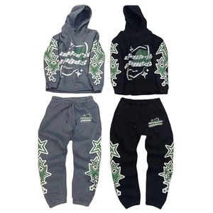 Conjunto de Sudadera y Pantalones de Algodón de Alta Calidad para Hombre, Personalizado, Oversize, con Capucha y Cremallera, Pantalones Acampanados, Chándal de Invierno con Lavado Ácido - Product Image 1