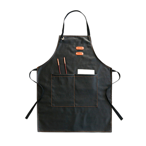 Tablier en toile unisexe avec sangles en cuir et poches pour utilisation en restaurant ou bar - Product Image 4