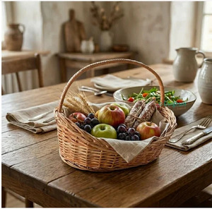 Handmade Simple Style Handwoven Wicker Basket for Bread Fruit Storage <b>Breakfast</b> Table Organizer Wholesale Indian Cheap Price - Product Image 5
