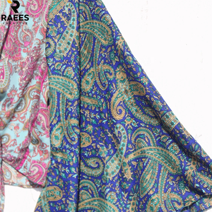 Top Corto de Seda para Mujer, Estilo Hippie Retro Vintage Boho, Floral, Ecológico, con Mangas Campana y Lazo Frontal, Casual, para Regalo - Product Image 4