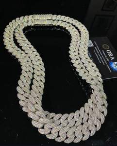 Joyería Unisex, Cadena Cubana con Perlas de Agua Dulce y Moissanita de Corte Brillante Redondo, Plata de Ley 925, Estilo Hip Hop, para Uso Diario y Fiestas - Product Image 1