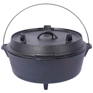 Pentola Olandese in Ghisa Pretrattata con Coperchio, Padella Profonda per Campeggio, Cucina all'Aperto, Barbecue, Cottura sul Focolare, Utensili da Campeggio - Product Image 4