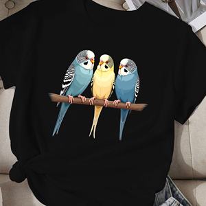 Camiseta cómoda de tres periquitos en rama para mujer - Product Image 3