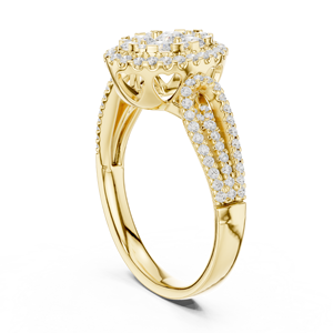 Bague en or jaune avec halo ovale de diamants, bague de fiançailles et de mariage à grappe de pierres multiples pour femme, bijoux de luxe - Product Image 2
