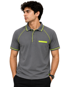 Camiseta Polo Deportiva para Hombre, Color Gris Neón Lima, Personalizada por el Fabricante, Ropa Deportiva Transpirable, Camiseta de Golf Informal, Ajuste Personalizado, Prenda Superior de Verano - Product Image 1
