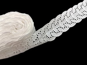 Ribete de encaje bordado de algodón blanco de primera calidad, borde floral calado, encaje de algodón festoneado para vestidos y costura artesanal - Product Image 3