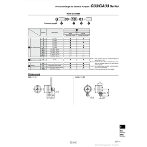 มาตรวัดความดัน G33-10-01แบบแมนนวลบริการเติมเต็มตัวแปร SMC - Product Image 1