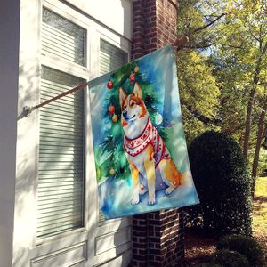 Grand drapeau multicolore Husky sibérien Maison de Noël Porche Manche Poteau Décoratif Cour Bannière Oeuvre Polyester Tenture Murale - Product Image 2