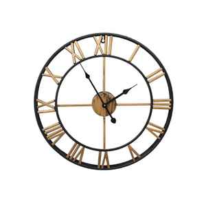 Luxury 60cm Large Wall <b>Clock</b> Modern Minimalist Black <b>Metal</b> Line Design with Gold Accents Silent <b>Clock</b> for Premium Home Decor - Product Image 2
