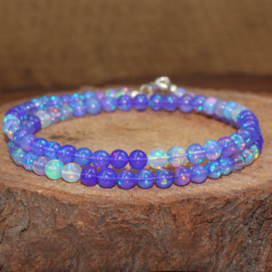 Round <b>Opal</b> Shaded Beads Handmade <b>Necklace</b> Gemstone Beaded <b>Necklace</b> Handmade Candy <b>Opal</b> <b>Necklace</b> For Women - Product Image 3