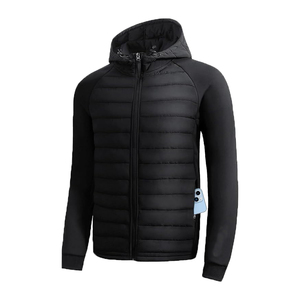 Chaqueta Acolchada con Capucha para Hombre, Cierre de Cremallera, Resistente al Viento, Color Sólido Informal, Relleno de Poliéster, Corte Regular, Ropa de Abrigo para Otoño - Product Image 1