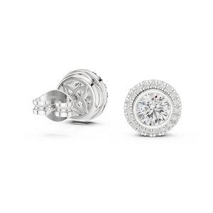 Pendientes con Diamantes Cultivados en Laboratorio de Corte Redondo de 0.5CT, Engastados en Oro Blanco de 18K, para Mujer, Regalo de Compromiso, Boda, San Valentín, Uso Diario - Product Image 4