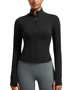 Women Spandex Running Active <b>Jacket</b> Gym <b>Workout</b> Fitness Skinny Four-Way Stretch Breathable Sportswear Outdoor OEM - Product Image 1