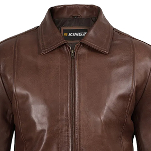 Veste en cuir PU coupe-vent et antibactérienne pour homme 5KINGZ SPORTS avec col mandarin et doublure en sherpa - Product Image 3