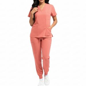 Custom Hospital Medical <b>Scrubs</b> <b>Set</b> for Nurses with Short Sleeve and Stand Collar High Quality Medical <b>Scrub</b> Suits OEM - Product Image 4