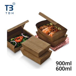 Contenedor Rectangular de Papel Kraft Desechable Ecológico de Primera Calidad para Comida para Llevar, 600ml 900ml, Venta por Mayorista de Malasia - Product Image 1