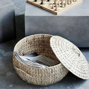 Ensemble de 3 paniers en jacinthe d'eau avec couvercles, faits à la main, paniers de rangement, vente en gros, écologiques, fabriqués au Vietnam - Product Image 3