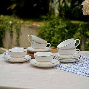 ชุดถ้วยชาฮิรายา เกรซฟูล โบนไชน่า 6 ใบ ชุดกาแฟและชาสุดหรู - Product Image 4
